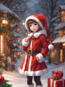 little child in santa claus hat