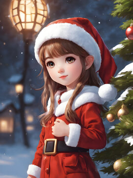 little child in santa claus hat