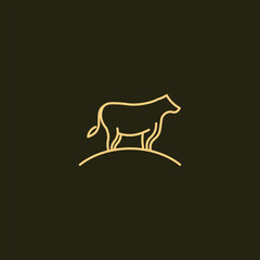 Abstract Line Art of Cow or Beef Logo Icon