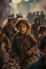 Children fleeing from war