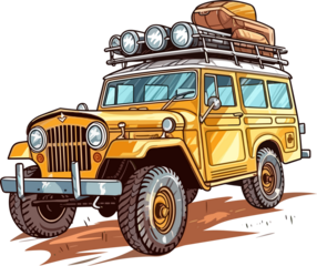 Off road adventure vehicle. Grungy style vector illustration