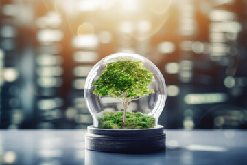 Eco friendly industry and climate concept double exposure. Globe with clean hydrogen energy. Clean...