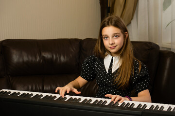 Young Girl's Home Piano Lesson