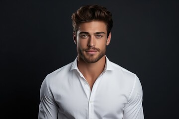 Handsome Guy With Blank White Long Sleeve Shirt