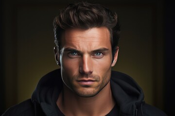 Obraz premium Handsome Brunette Man With Serious Expression