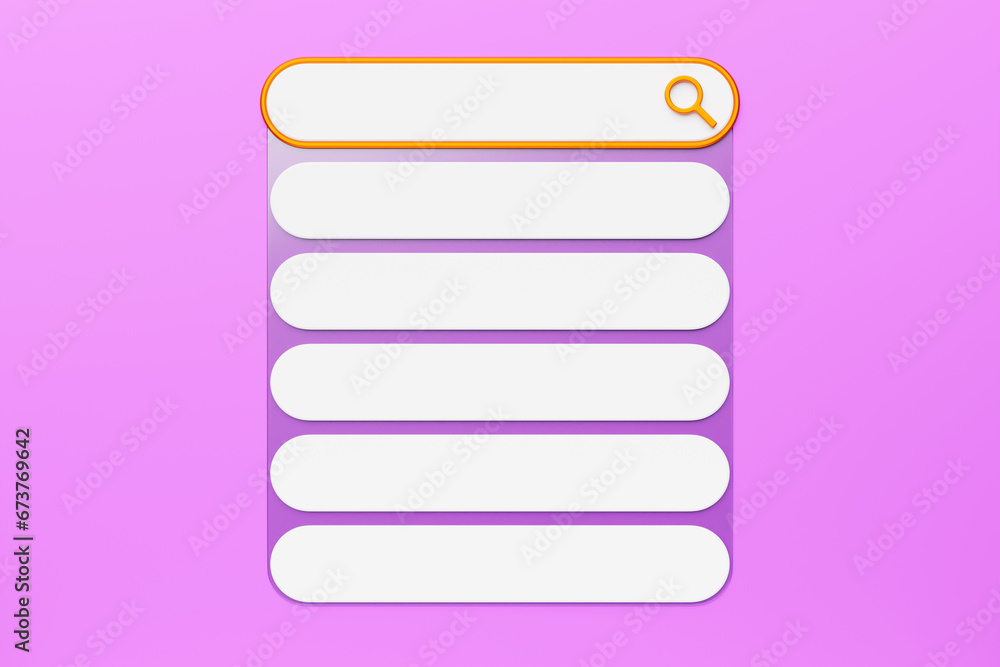 Poster 3d illustration, search bar design element on a pink background. search bar for website and user int