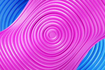 3D rendering abstract    pink and blue round fractal, portal. Colorful round spiral.