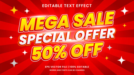 Mega sale promo 3d editable text effect - obrazy, fototapety, plakaty