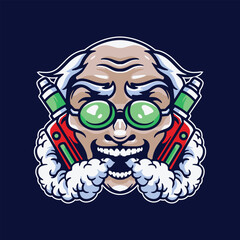 grandfather vape character logo design template