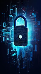 Digital Lock & Key: Cyber Security Abstract Concept Art.