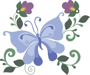 Butterfly in flower illustration