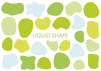 液体　形状　抽象的な形　緑　黄緑　爽やか　ベクター　セット