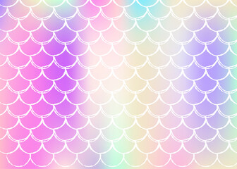 Holographic scale background with gradient mermaid.