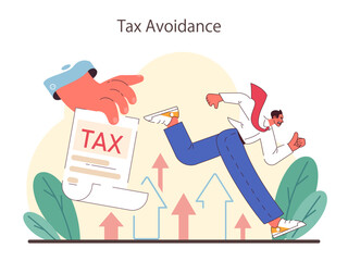Tax avoidance. Financial efficiency, budgeting and economy idea. Taxes deduction and refund. Flat vector illustration