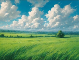 Grass clouds and sky background 