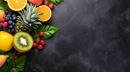 Schieferplatte mit Früchten