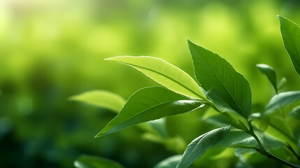 Fototapeta na wymiar Beautiful green tropical leaves outdoors on sunny day