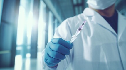 Doctor holding a syringe. Health care themes. Image generated by AI.