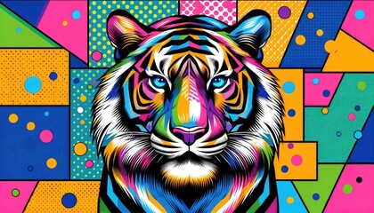 Vibrant Pop Art Tiger Illustration: A Bold Fusion of Wildlife and Contemporary Art