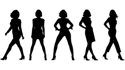 Stylish silhouettes of fashion ladies