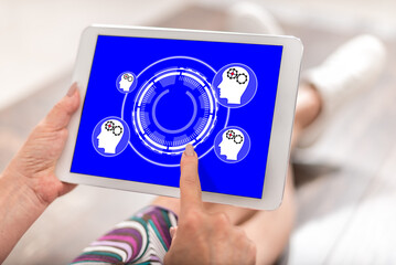 Artificial intelligence concept on a tablet