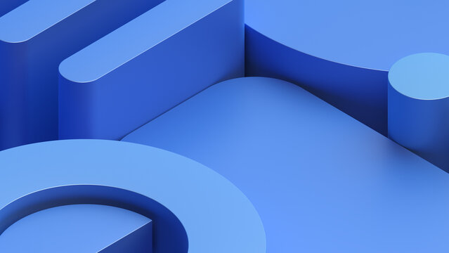 Fototapeta Abstract background design, blue geometric shapes, 3d render