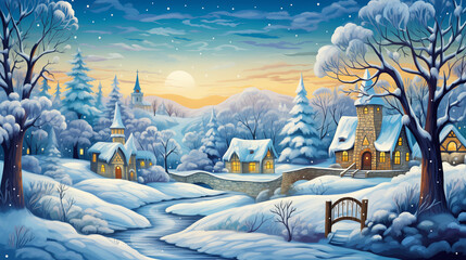 winter landscape in the villages