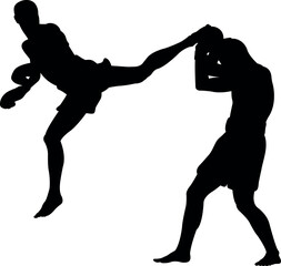 2 boxer in action silhouette