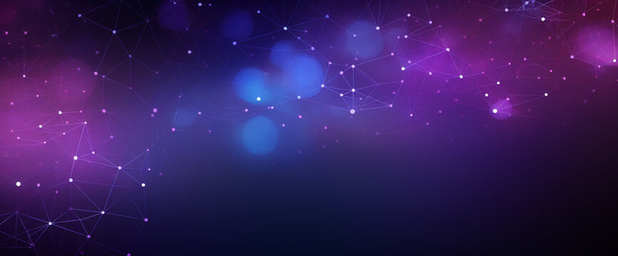an abstract digital pattern background is on a purple background and stars, in the style of multifaceted geometry, molecular structures,Generative AI