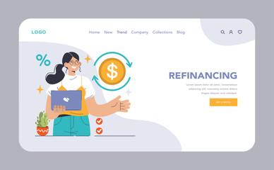 Debt management web banner or landing page. Organization, tracking and paying off debts. Financial planning and budgeting. Payment strategy development. Flat vector illustration