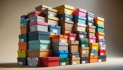 Fototapeta premium colorful shoebox wall evokes organized chaos