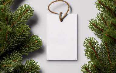 Fototapeta na wymiar Mockup of a customizable paper tag for Christmas holiday