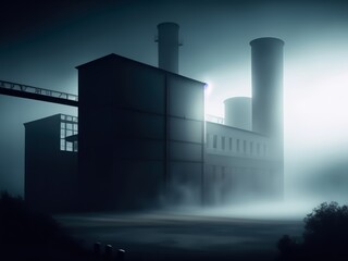 Obraz premium industrial building at a foggy night