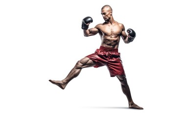 Fototapeta na wymiar A Shirtless Boxer Ready to Fight