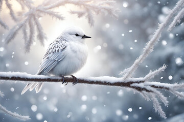 bird in snow,
Bird rests on a snowy white stage a minimalist masterpiece,