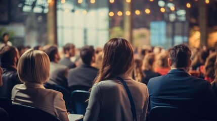 Audience at business conference, Large Group of People Listening to a Presentation.