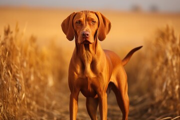 A Majestic Brown Dog in a Vast, Open Field