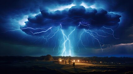 Tornado of the future with lightning - obrazy, fototapety, plakaty