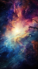 Colorful space background, galaxy and gas clouds