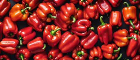 Bunch of red bell peppers detailed texture background. from Generative AI - Powered by Adobe