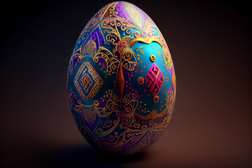 Obraz na płótnie Canvas Beautiful Easter egg designed crafted painted. Easter concept