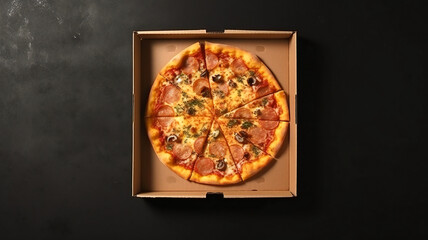Obraz na płótnie Canvas pizza on black table