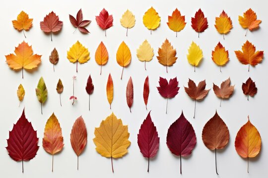 Isolated image of typical Autumn leaf of a large variety on a white background. Autumn seasonal concept.