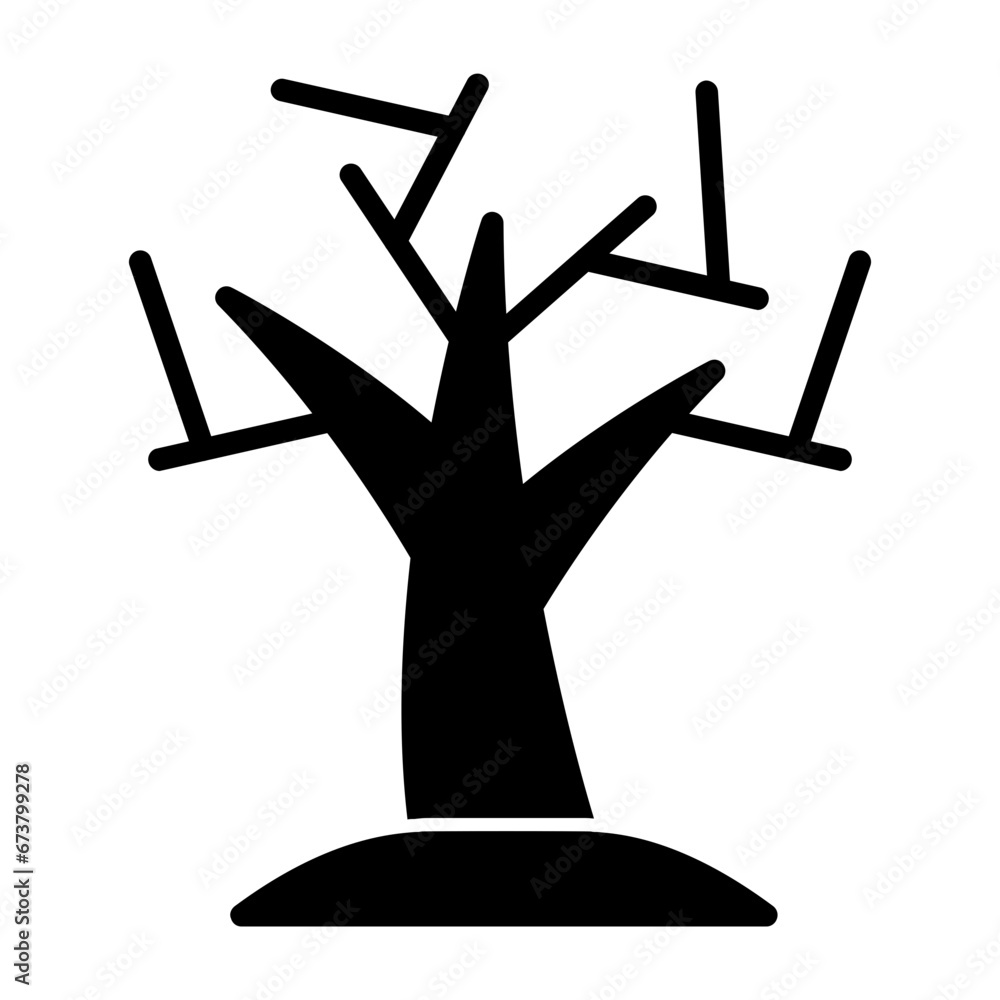 Sticker dry tree icon