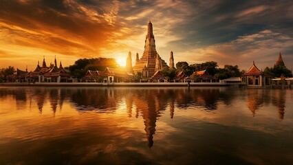 Fototapeta premium The Elegance of Thai Temple Architecture Uncovered