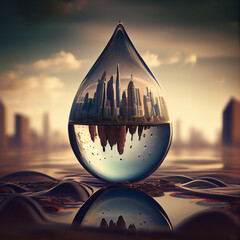 City inside a drop