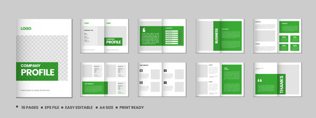 Company profile, multipage flyer brochure, 16 pages portfolio magazine, annual report, catalog and a4 multipage template design