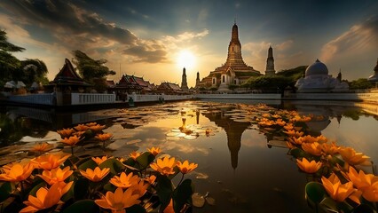 Naklejka premium Timeless Beauty: Thai Temple Architecture Unveiled