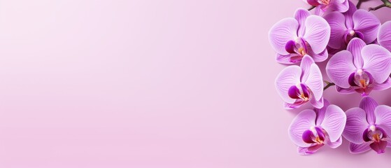 Orchid on pink background with copy space, Generative AI