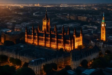 Fototapeta na wymiar city parliament at sunset